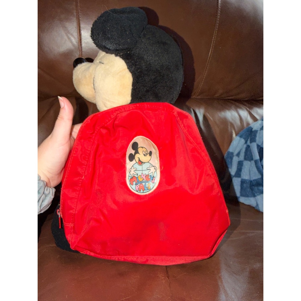 Vintage Mickey Mouse Plush Backpack Mickey's Pals Dover Handbag Co Red Black - Picture 3 of 8